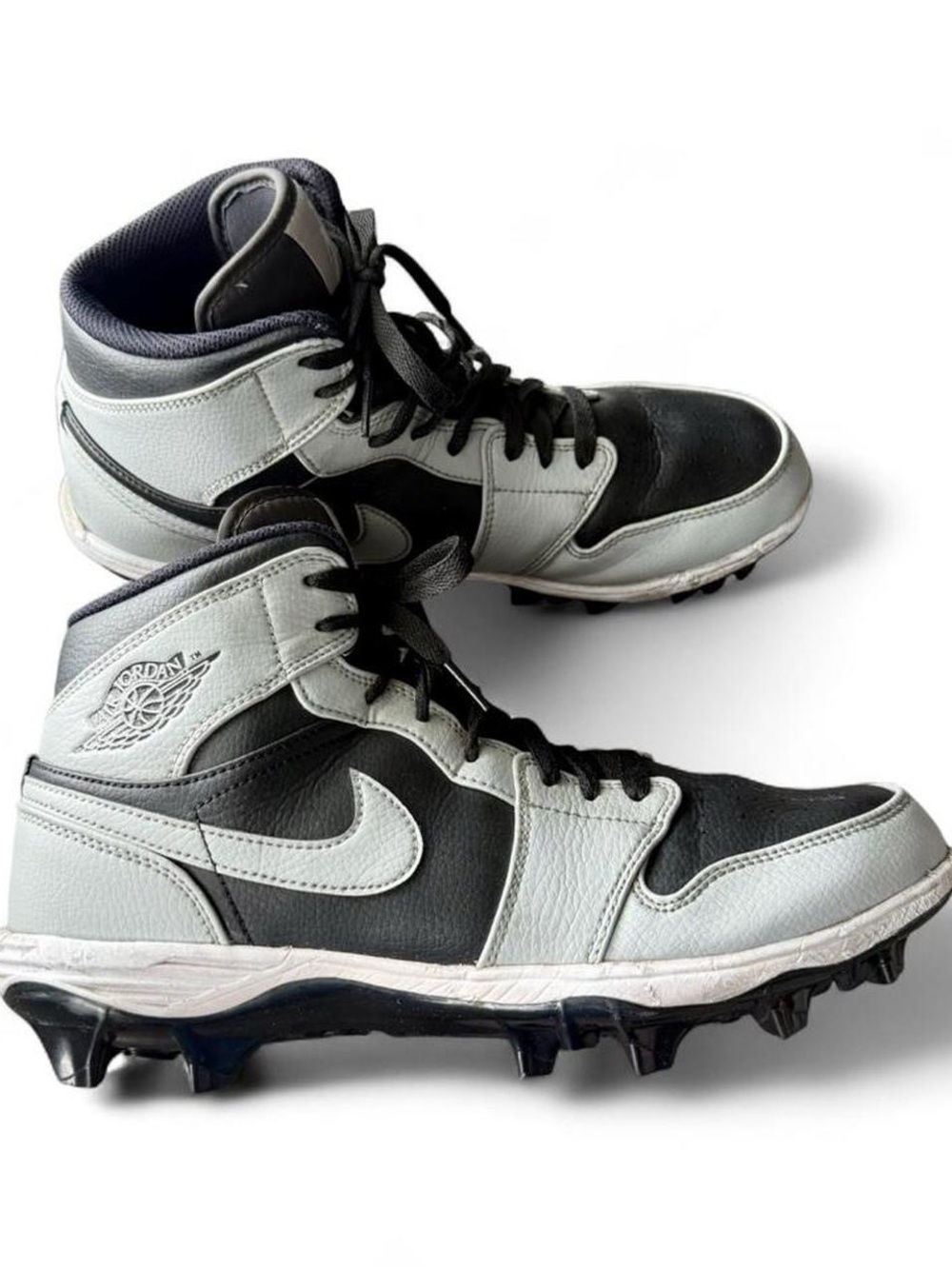 Nike Air Jordan 1 Mid TD grey and black football cleats - iconic football cleats